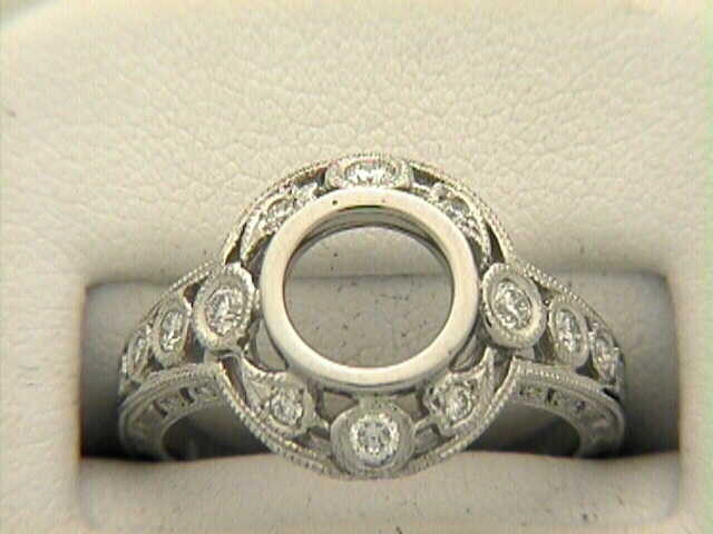 Platinum Antique Reproduction Diamond Semi Mount Ring